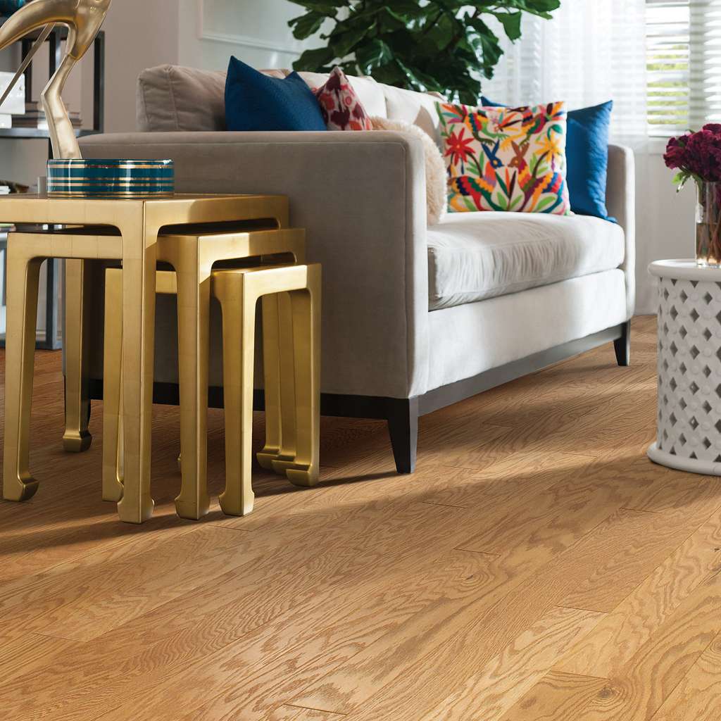 Classic hardwood flooring in both traditional and modern colors. This oak hardwood floor showcases the charm and natural beauty of hardwood, accentuated with a wide range of character. Offered in 3 1/4" and 5" widths.